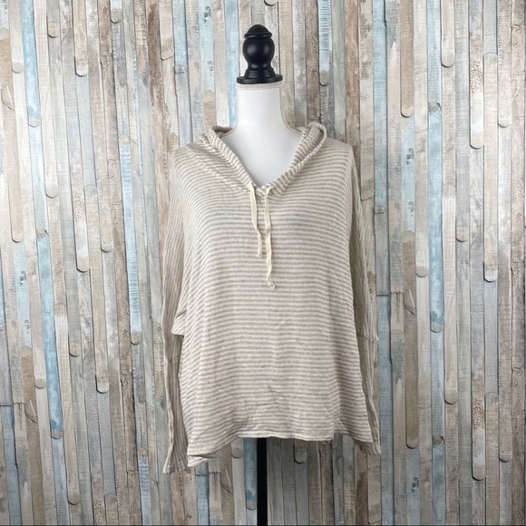 Brandy Melville S Tan Striped Wool Knit Hoodie - Picture 3 of 6